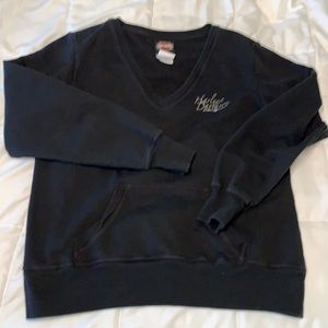 Harley Davison black v neck sweatshirt